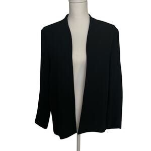Eileen Fisher black wool blend open blazer with pockets size M
